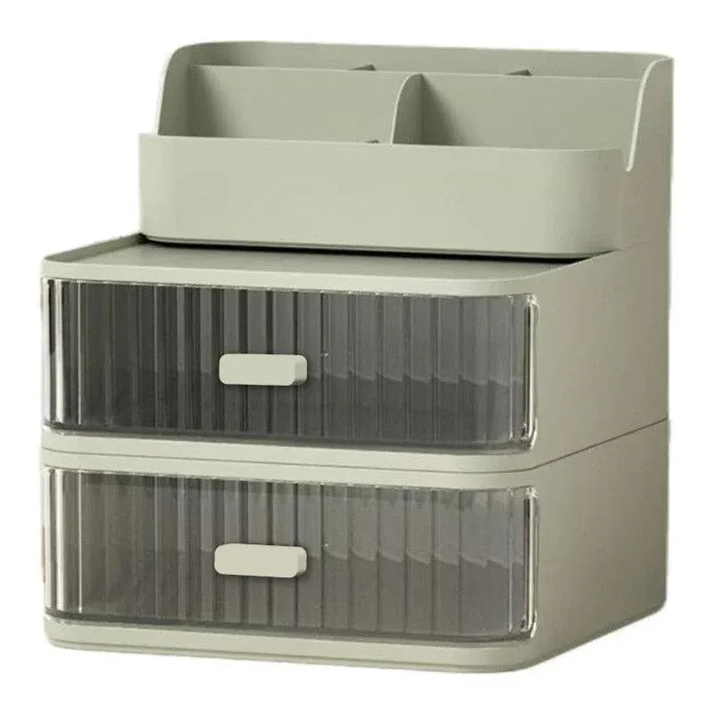 Drawer Storage Box Stationery Cosmetic Organizer Multi Purpose Desktop Holder - Green